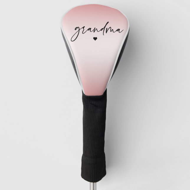 Elegantes und subtile rosa Grandma-Script-Geschenk Golf Headcover (Vorderseite)