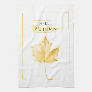 Elegantes und trendy Goldenes Herbstblatt Zeichnen Geschirrtuch