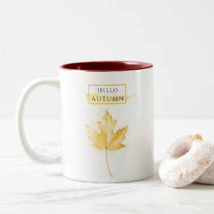 Elegantes und trendy Goldenes Herbstblatt Zeichnen Zweifarbige Tasse