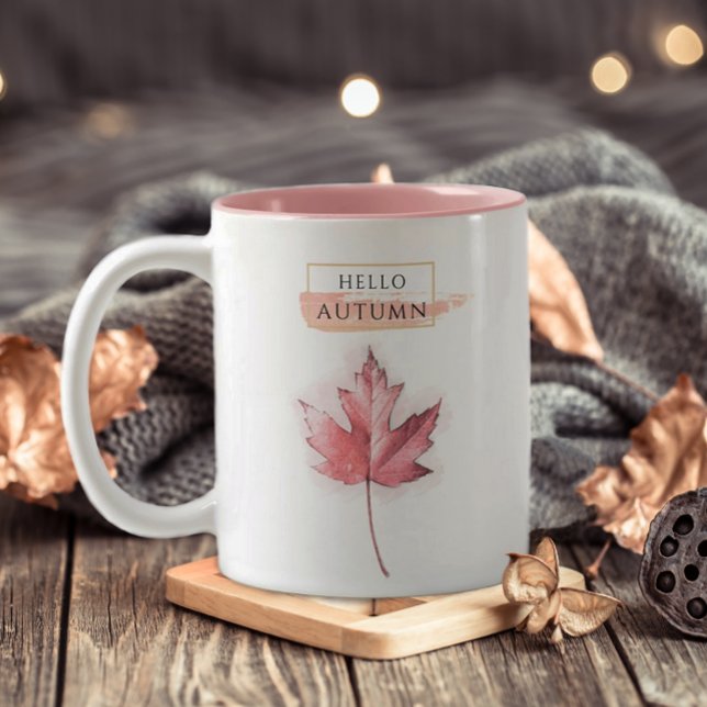 Elegantes und trendy Herbstblatt Zeichnend Zweifarbige Tasse (Von Creator hochgeladen)