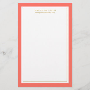 Elegantes und weibliches Korallengold Personalisie Briefpapier