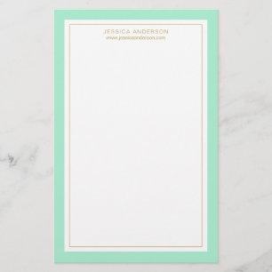 Elegantes und weibliches Minze Gold Personalisiert Briefpapier