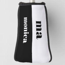 Elegantes und weißes Skript-Monogramm-Initial Golf Headcover