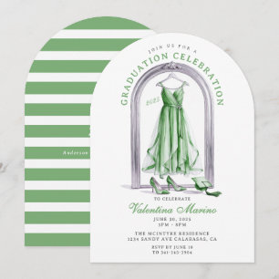 Elegantes und wunderliches grünes Kleid Abschlussf Einladung