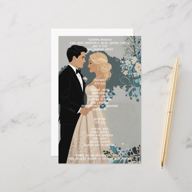 Elegantes und zeitloses Hochzeitsdesign (Vorderseite/Rückseite Beispiel)