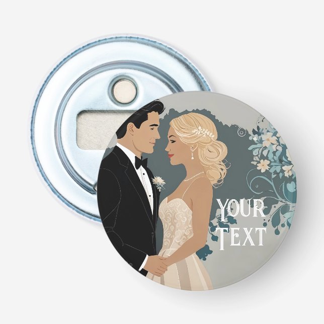 Elegantes und zeitloses Hochzeitsdesign Flaschenöffner (Vorderseite)