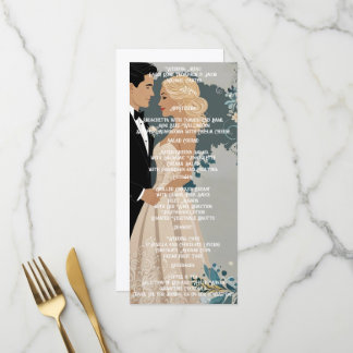 Elegantes und zeitloses Hochzeitsdesign Menükarte