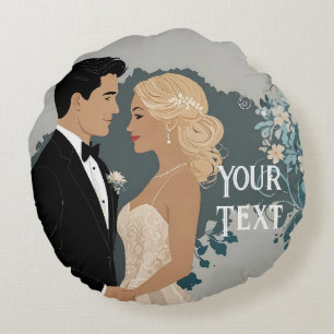 Elegantes und zeitloses Hochzeitsdesign Rundes Kissen