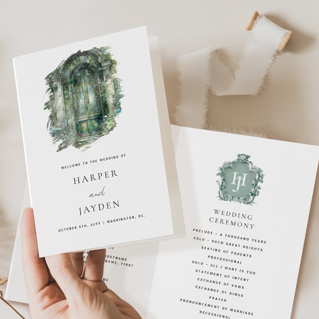 Elegantes und zeitloses Hochzeitsprogramm in grüne (Von Creator hochgeladen)