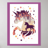 Elegantes Unicorn Lila Silhouette Mythisches Tier