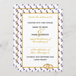 Elegantes UNION JACK UK mit Gold Script Wedding Einladung