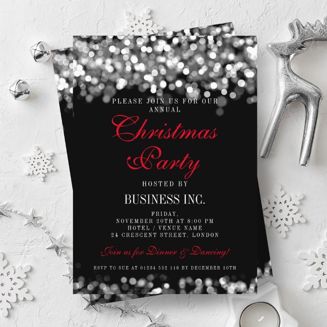 Elegantes Unternehmen Corporate Weihnachts-Party S Einladung (Elegant Company Corporate Christmas Party Silver Invitation)