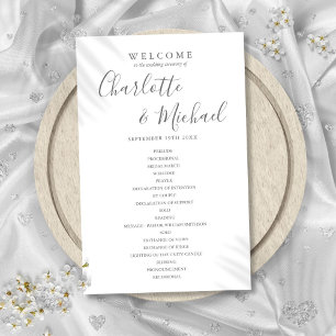 Elegantes Unterschrift-Skript Hochzeitsprogramm