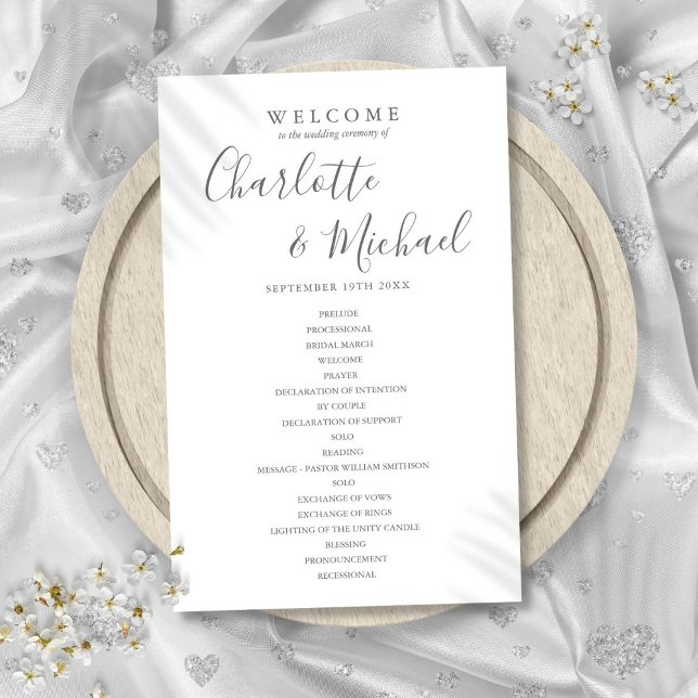 Elegantes Unterschrift-Skript Hochzeitsprogramm (Elegant Signature Script Wedding Program)