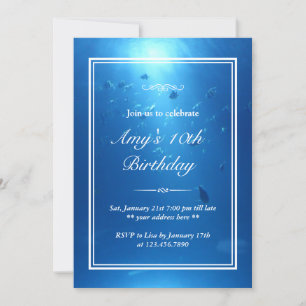 Elegantes Unterwasser-Meeresthema Geburtstagsparty Einladung