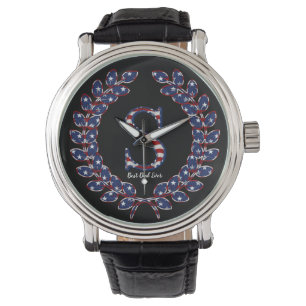Elegantes US Flagge des Lorbeerwreath-Monogramm-S Armbanduhr