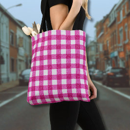 Elegantes Valentins-Pink-Glitter-Tartan auf Weiß