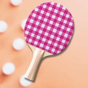 Elegantes Valentins-Pink-Glitter-Tartan auf Weiß Tischtennis Schläger