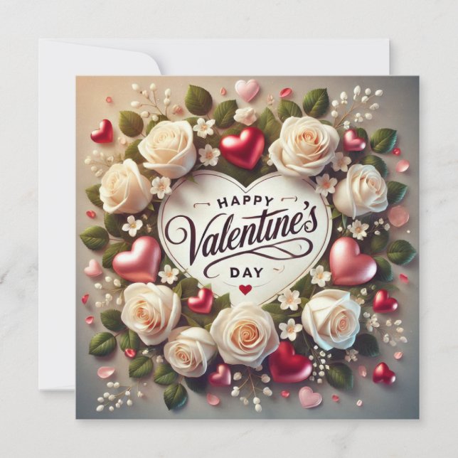 Elegantes Valentinstag-Design mit Rose (Vorderseite)
