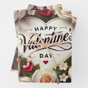 Elegantes Valentinstag-Design mit Rose Geschenkpapier Set