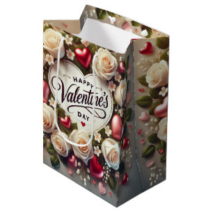 Elegantes Valentinstag-Design mit Rose Mittlere Geschenktüte