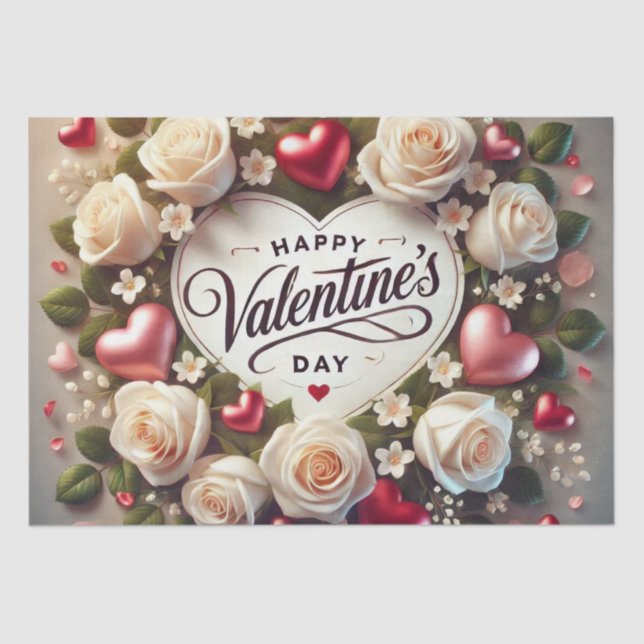 Elegantes Valentinstag-Design mit Rose Seidenpapier (Vorderseite)