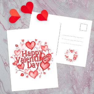Elegantes Valentinstag - Herz und Reben Postkarte