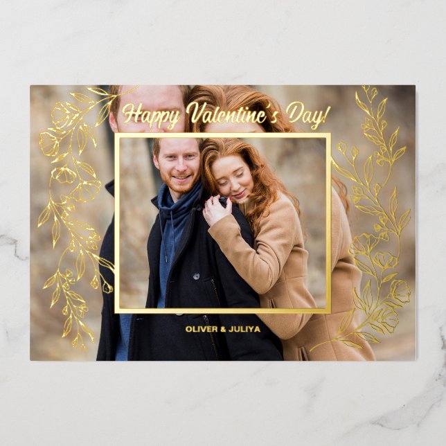 Elegantes Valentinstag Script-Foto Folien Feiertagskarte (Vorderseite)