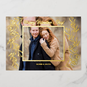 Elegantes Valentinstag-Skript-Foto Folien Feiertagskarte
