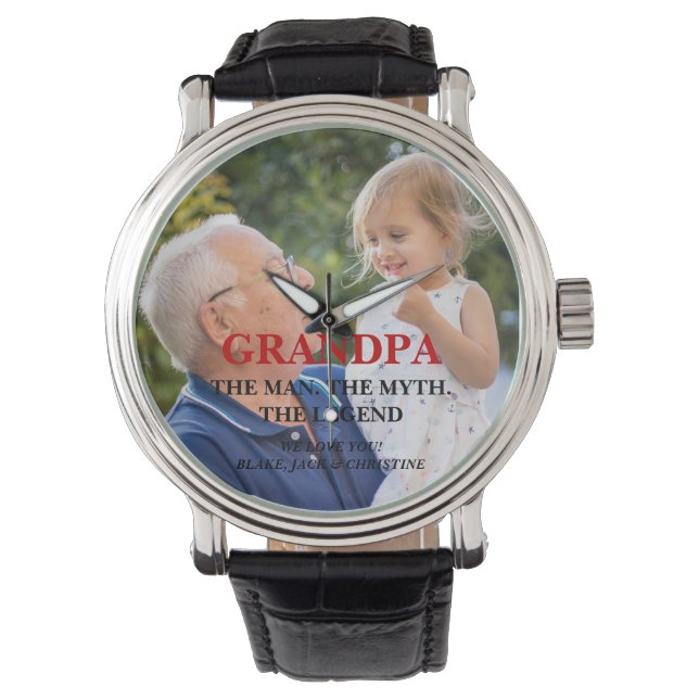 Elegantes Vatertag-Foto Geschenk ansehen Armbanduhr (Vorderseite)
