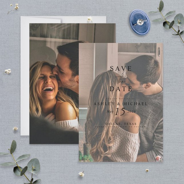 Elegantes Vellum Overlay Wasserfarbe 2 Foto Hochze Save The Date (Von Creator hochgeladen)