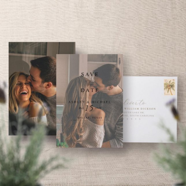 Elegantes Vellum Overlay Wasserfarbe 2 Foto Hochze Save The Date (Save Your Date!)
