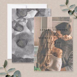 Elegantes Vellum Overlay Wasserfarbe Foto Hochzeit Einladung