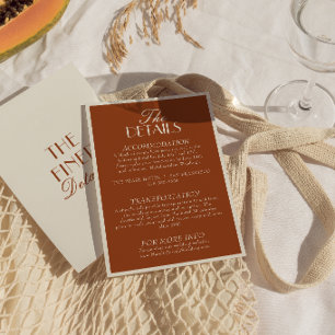 Elegantes verbranntes Orange-Old-Money-Boho-Hochze Begleitkarte