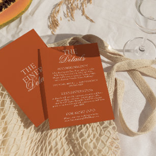 Elegantes verbranntes Orange-Old-Money-Chic-Hochze Begleitkarte