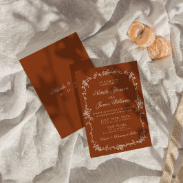 Elegantes verbranntes orangefarbenes Blumen-Boho-T Einladung