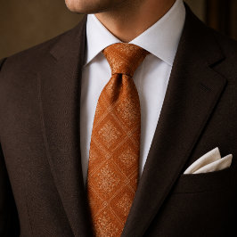 Elegantes verbranntes orangefarbenes florales Geom Krawatte