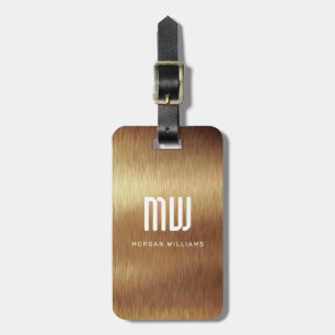 Elegantes vergoldetes Metallic mit Monogramm Gepäckanhänger