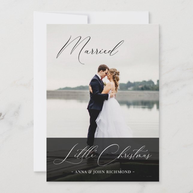 Elegantes Verheiratet Kleines Weihnachtskalligrafi Einladung (Vorderseite)