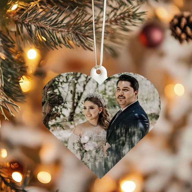 Elegantes verheiratetes Foto Weihnachten Keramik Ornament (Von Creator hochgeladen)