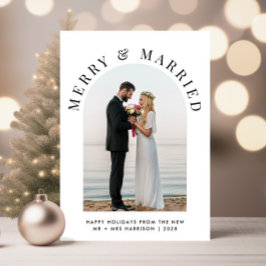 Elegantes Verheiratetes und fröhliches Foto Weihna Feiertagskarte
