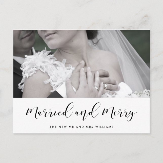 Elegantes Verheiratetes und fröhliches Weihnachtsf Postkarte (Vorderseite)