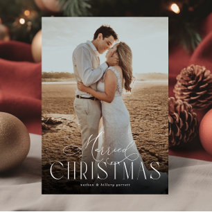 Elegantes Verheiratetes Weihnachts-Newlywed-Foto-O Feiertagskarte