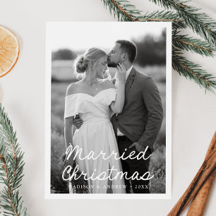Elegantes Verheiratetes Weihnachtsskript 2 Foto Feiertagskarte