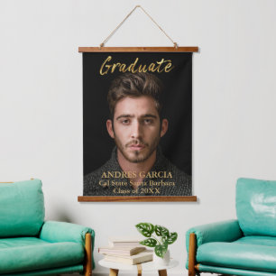 Elegantes vertikales Foto für den Goldgraduat Wandteppich Mit Holzrahmen