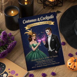 Elegantes verzaubertes Masquerade-Ball-Halloween-P Einladung