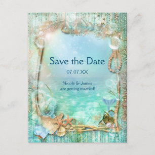 Elegantes verzaubertes Meer Save the Date Postkart Ankündigungspostkarte