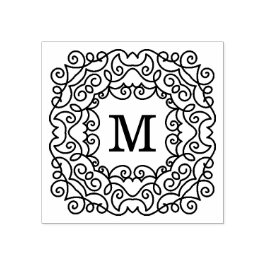 Elegantes Verziert-Frame Monogramm Gummistempel