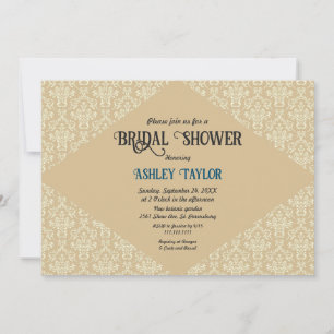 Elegantes Verziertes Damasket Script Classic Braut Einladung