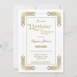 Elegantes Verziertes Gold Lace Birthday Dinner Par Einladung